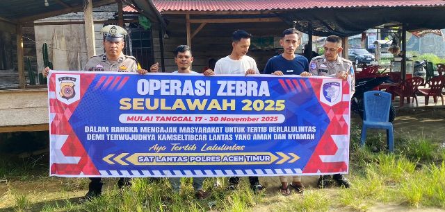 Operasi Zebra Seulawah Tahun 2025, Polres Aceh Timur Sosialisasi Kamseltibcarlantas Kepada Warga