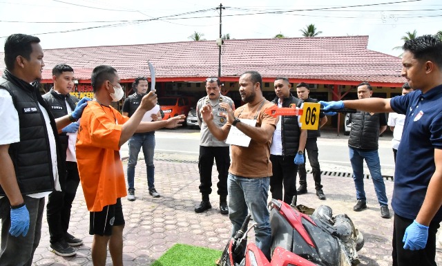 Polres Aceh Timur Gelar Rekontruksi Pembunuhan di Peureulak Barat