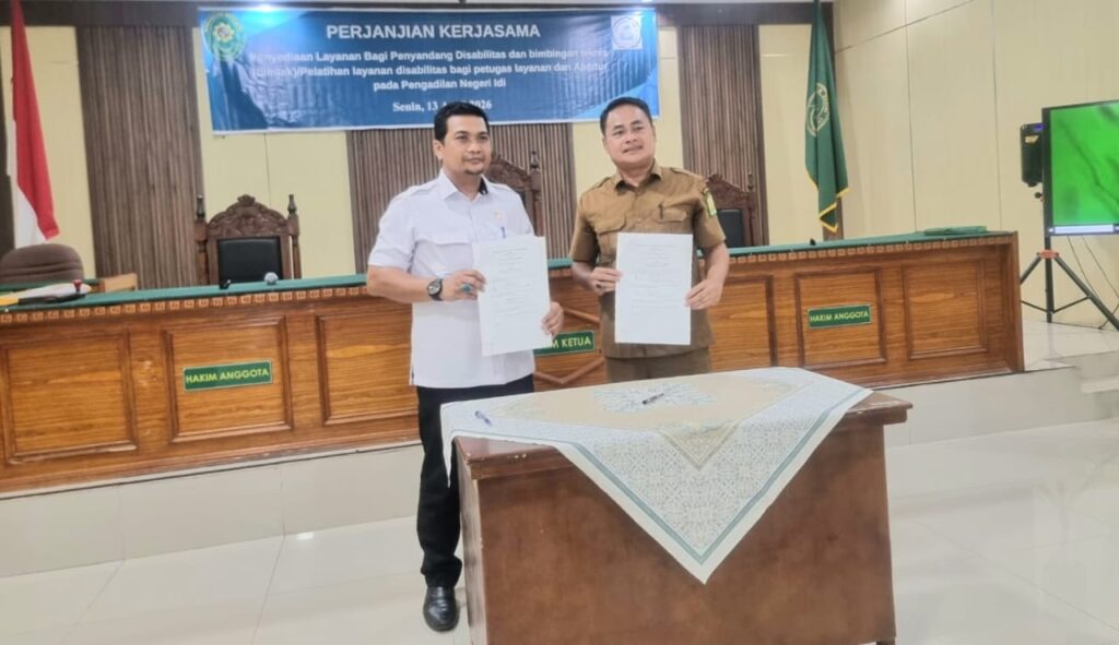 Pengadilan Negeri Idi Tandatangani MoU Penyediaan Layanan Disabilitas dengan SLBN Aceh Timur