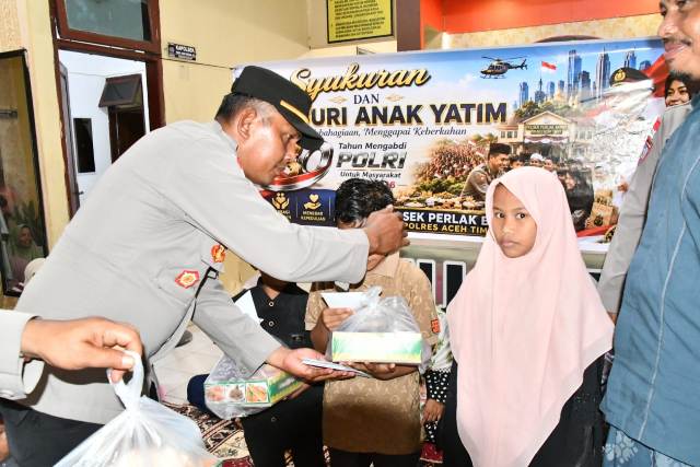 Wujud Syukur HUT Bhayangkara Ke-80, Polsek Peureulak Barat Santuni Anak Yatim